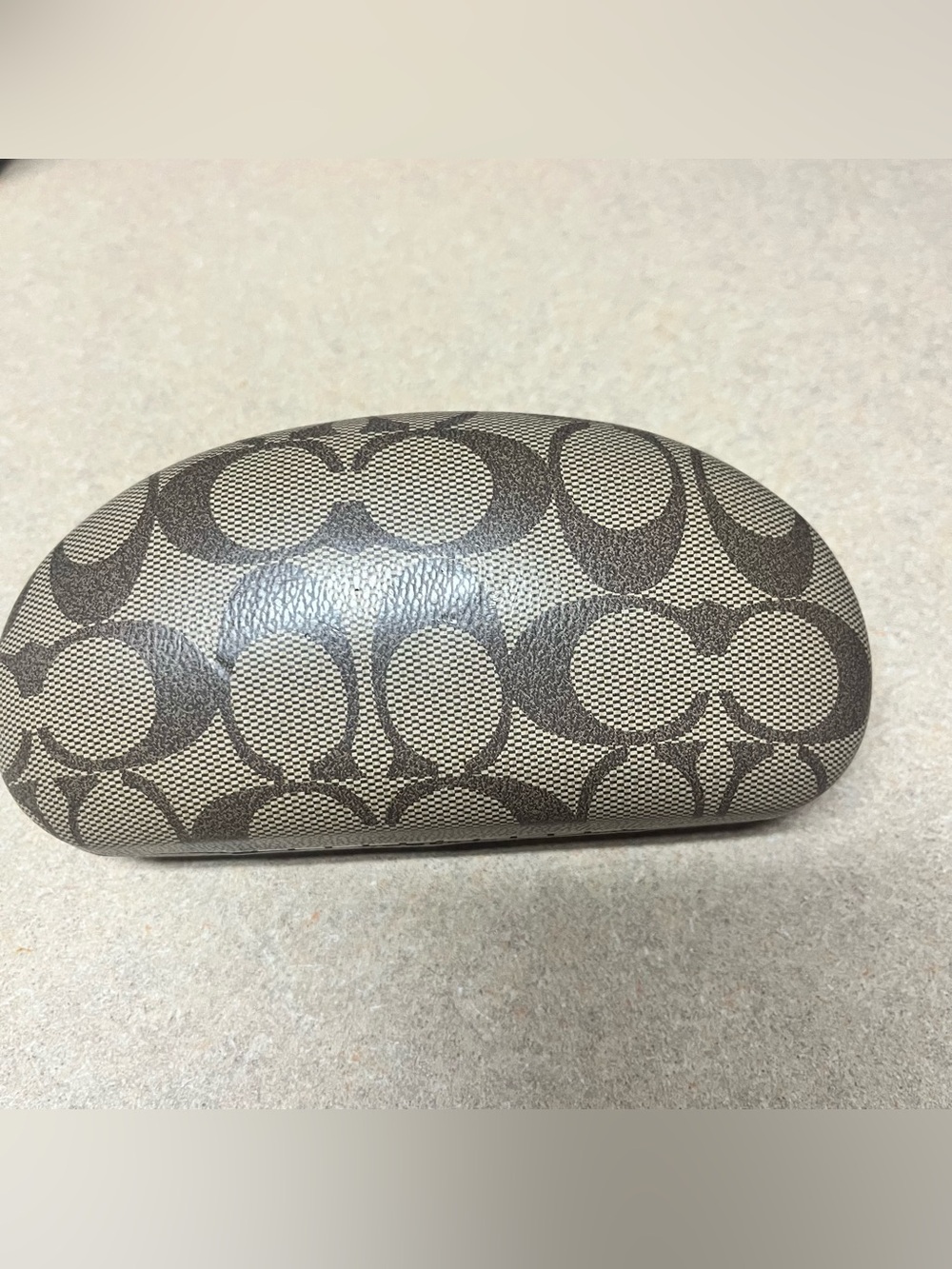 Coach Hard Clamshell Eyeglass Case Classic Logo Monogram Brown